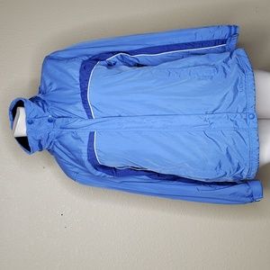 L.L Bean Womens Nylon Full Zip Windbreaker Jacket Size S Outdoor Blue Waterproof